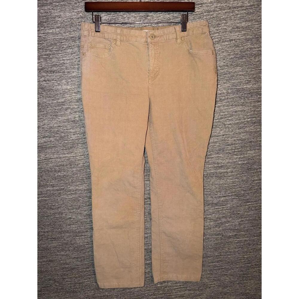 St. John's Bay Corduroy Pants Women's Size 12 Tan Khaki Straight Leg Stretch